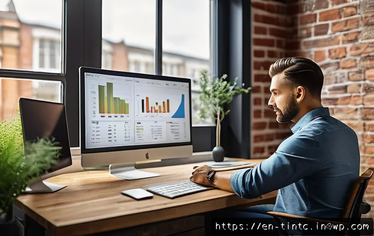금융 독립을 위한 중소기업 투자 기회 - A modern small business owner in a cozy urban office, analyzing detailed financial charts and cash f...